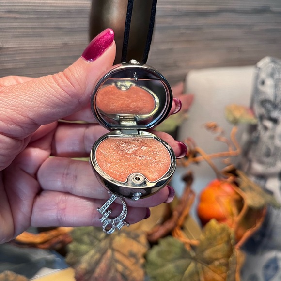 Dior Lip Gloss Mirror Ball Necklace on black satin necklace. - Picture 8 of 11